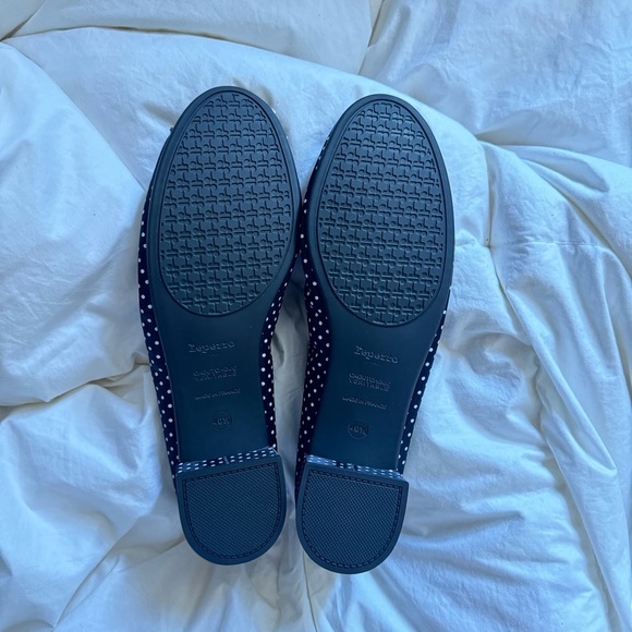 NWT Repetto Camille Heels Navy Polka Dot Women's Shoes Ballet Flats block heel - Picture 11 of 11